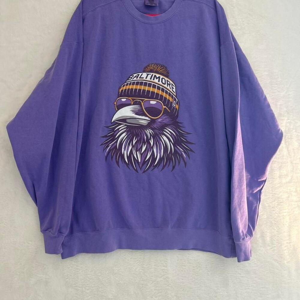 Comfort Colors purple Baltimore Ravens crewneck sweatshirt‎ Size 3XL
